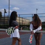 Geometric Red and Green Pickleball Paddle