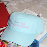 New York is my Boyfriend Baseball Hat- Baby Blue & Pink