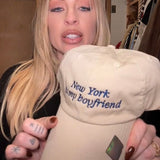 New York is my Boyfriend Baseball Hat- Tan/Navy