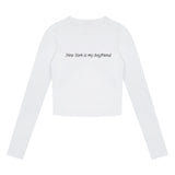 New York is my Boyfriend Long Sleeve Baby Tee