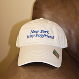 New York is my Boyfriend Baseball Hat- Tan/Navy